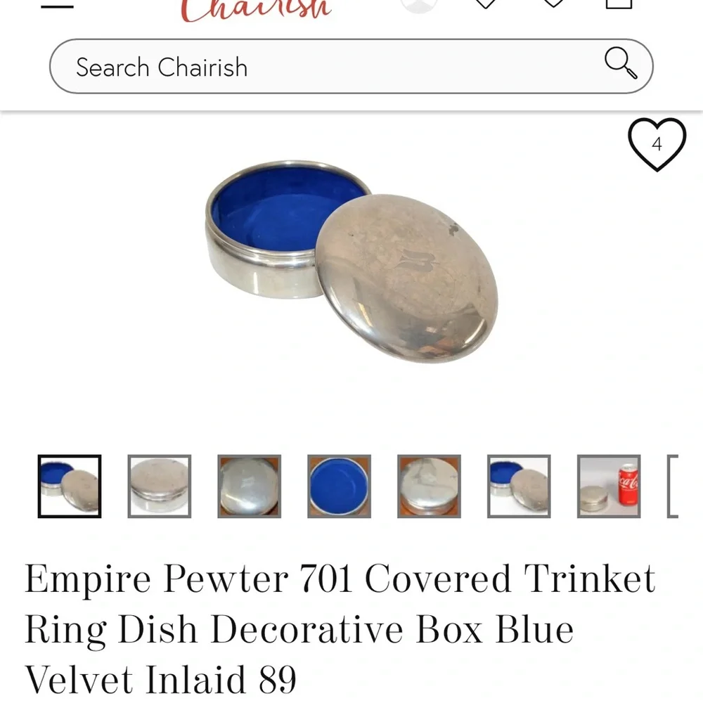Empire Pewter 701 Ring Dome Decorative Bow with Blue velvet